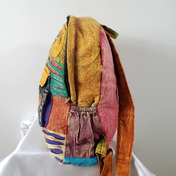 Vtg South America Backpack Patchwork Multicolor - Picture 4 of 10
